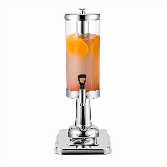 SOGA Single 3L Silver Stainless Steel Beverage Dispenser Ice Cylinder Clear Juicer Hot Cold Water Jug