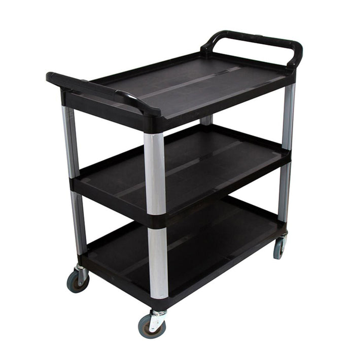 SOGA 3 Tier Food 83.5x43x95cm Trolley Food Waste Cart Storage Mechanic Kitchen Black Small