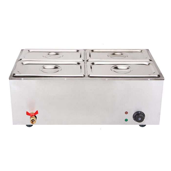 SOGA Stainless Steel 4 X 1/2 GN Pan Electric Bain-Marie Food Warmer with Lid