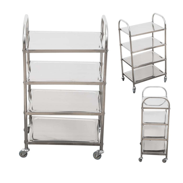 SOGA 4 Tier 860x540x1170 Stainless Steel Kitchen Dining Food Cart Trolley Utility