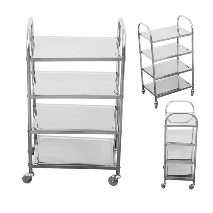 SOGA 4 Tier 950x500x1220 Stainless Steel Kitchen Dining Food Cart Trolley Utility