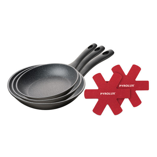 Pyrolux 3 Piece Fry Pan Set - 20cm, 26cm & 30cm with Felt Protectors