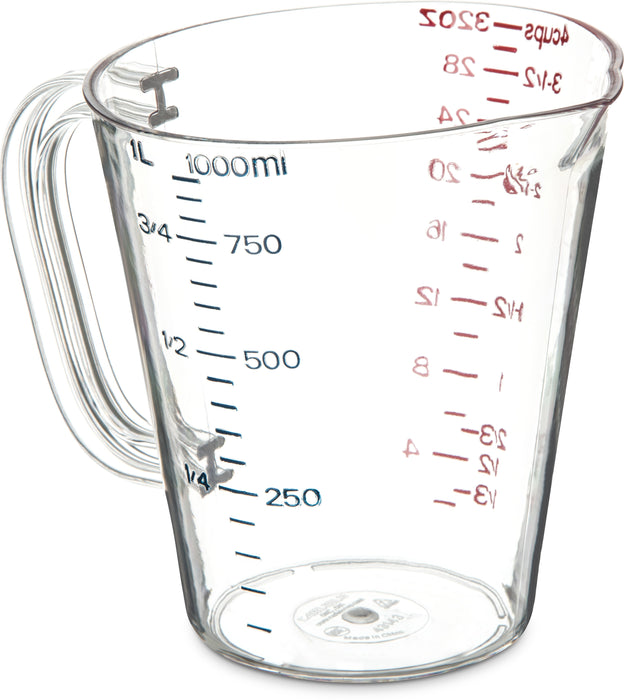 4314307 Carlisle Clear Polycarbonate Measuring Cup 1000ml - 6 per pack - pack price