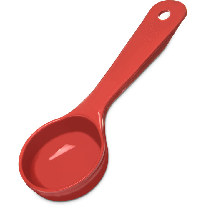 492405 Carlisle Measure Miser Red Measuring solid spoon with short handle 60mL Capacity - Pack of 12 - Pack Price