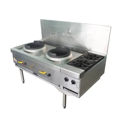 Goldstein Gas WOKS Air Cooled Gas Wok Double Burner/ with side Burner CWA2B2