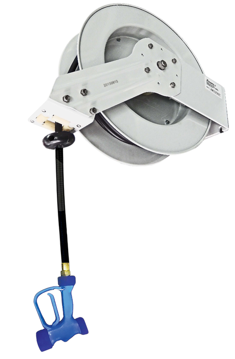 JET-1050-O-Y722 Jestream Grey power coated Open Hose Reel Assembly 15.3m hose supplied with Y722 spray gunShipping weight 22Kg