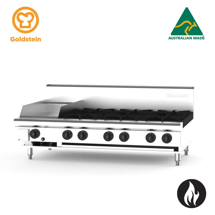 Goldstein 800 SERIES 6 burner with 300mm Griddle COOKTOPS GAS PFB12G6-X