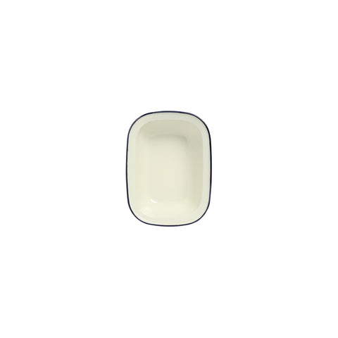WILTSHIRE PIE DISH-ENAMEL OBLONG BLUE RIM 1.0lt 215x150mm