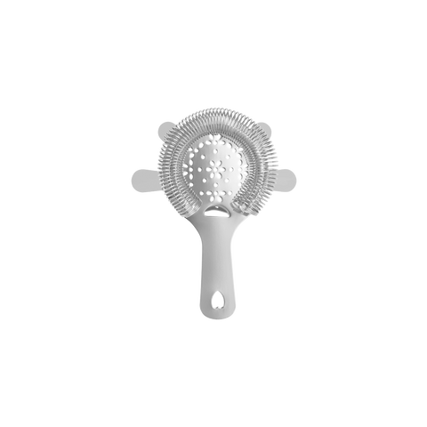 ZANZI 4 PRONG HAWTHORN STRAINER w/FLAT HDL S/S 110x105x13mm