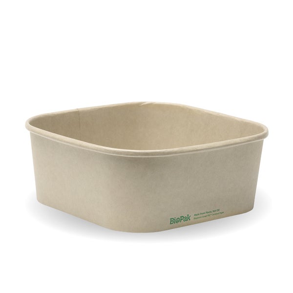 BIOPAK 1,200ml Kraft BioBoard Square Takeaway Base 300 Units