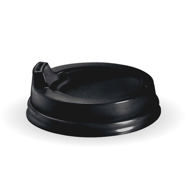 BIOPAK 80mm Small Black PS Sipper BioCup Lid 1000 Units