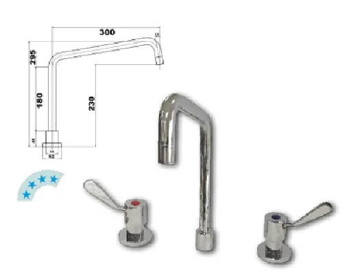 Jetstream DECK MOUNT WITH 300MM SPOUT JET3300DCB.