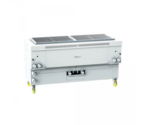 Gresilva horizontal fixed mega gas grill on base with auto fill water feed. Grilling area of 1496mm x 478mm GRE.H3.A10