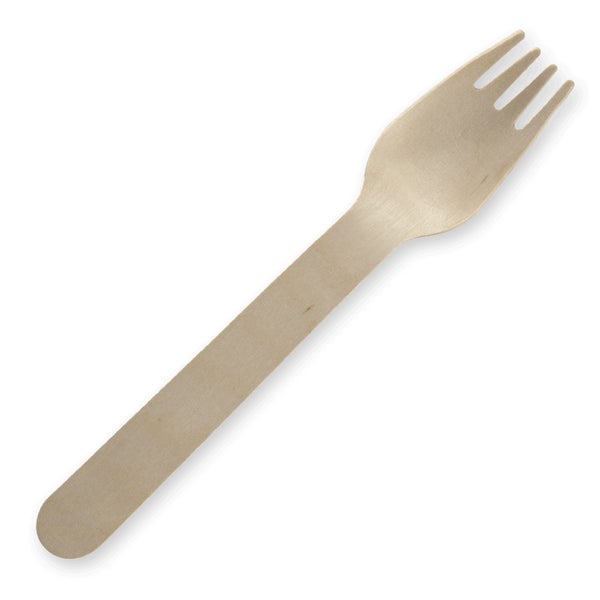 BIOPAK 16cm Unbranded Wood Fork - Bulk Pack 2000 Units