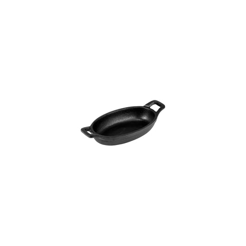 CHEF INOX MINI OVAL GRATIN DISH w/HDLS CAST IRON 150x95x30mm