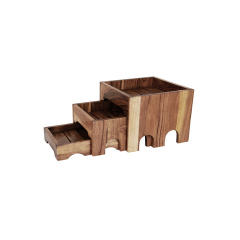 CHEF INOX SERVE 3-TIER NESTING BUFFET RISER SET ACACIA