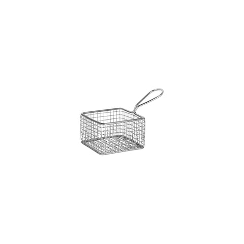 CHEF INOX SQUARE SERVING BASKET w/HDL WIRE 95x95mm
