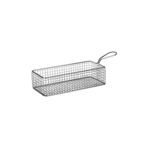 CHEF INOX RECTANGULAR SERVING BASKET w/HDL WIRE 220x100x60mm