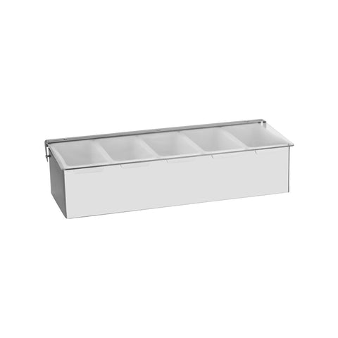 CHEF INOX CONDIMENT DISPENSER S/S 5-COMP 380x150x90mm