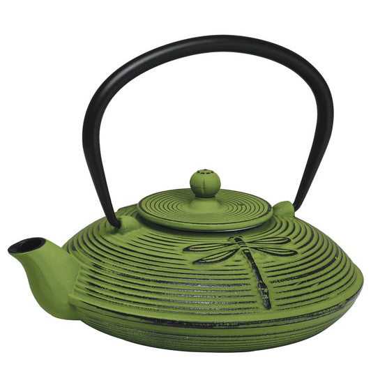 Avanti Dragon Fly Cast Iron Teapot, 770ml - Green / Black