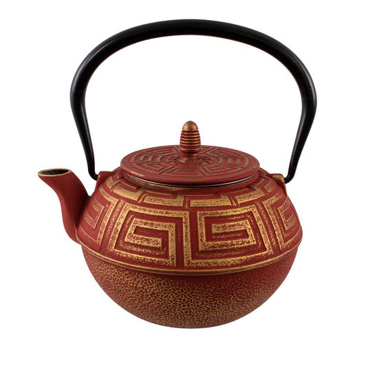 Avanti Majestic Cast Iron Teapot, 1.2 Litres - Red / Gold