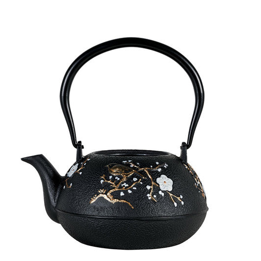 Avanti Cherry Blossom Cast Iron Teapot, 1.1L - Black