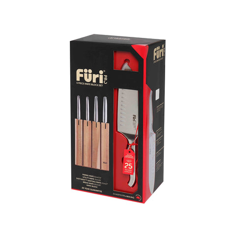FURI-ACACIA WOOD KNIFE BLOCK SET 5PC 9/15/17/20CM (41367)