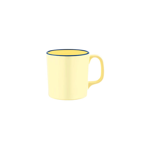 JAB VINTAGE YELLOW/BLUE RIM ENAMEL LOOK MUG 80x85mm Box of 6