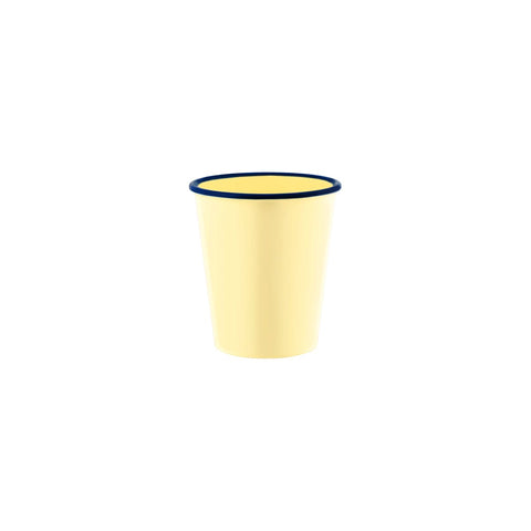 JAB VINTAGE YELLOW/BLUE RIM ENAMEL LOOK TUMBLER 80x90mm Box of 6