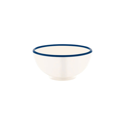 JAB VINTAGE CREAM/BLUE RIM ENAMEL LOOK ROUND BOWL 175x80mm Box of 6
