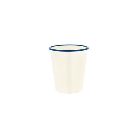 JAB VINTAGE CREAM/BLUE RIM ENAMEL LOOK TUMBLER 80x90mm Box of 6