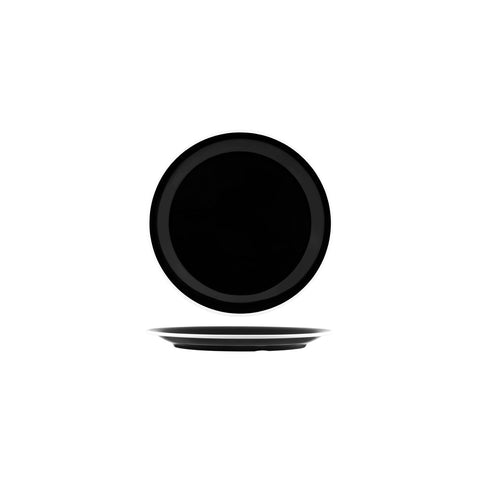 JAB VINTAGE BLACK/WHITE RIM ENAMEL LOOK ROUND PLATE 190mm Box of 6