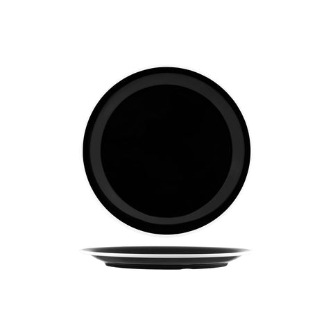 JAB VINTAGE BLACK/WHITE RIM ENAMEL LOOK ROUND PLATE 255mm Box of 6