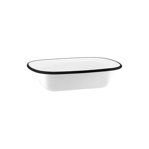 JAB VINTAGE WHITE/BLACK RIM ENAMEL LOOK RECT SERVER 200x145m Box of 12