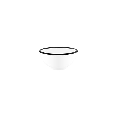 JAB VINTAGE WHITE/BLACK RIM ENAMEL LOOK ROUND BOWL 125x60mm Box of 6