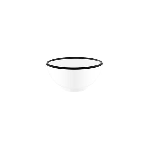 JAB VINTAGE WHITE/BLACK RIM ENAMEL LOOK ROUND BOWL 150x70mm Box of 6