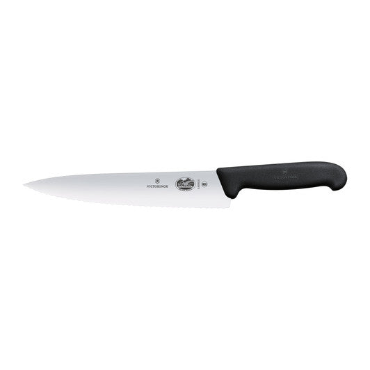 Victorinox Cooks - Carving Knife,22cm,Wavy Edge,Fibrox - Black