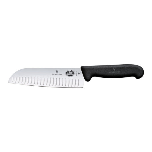 Victorinox Santoku Knife, 17cm, Fluted Edge, Fibrox - Black