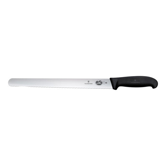 Victorinox Slicing Knife,36cm Round Wavy Edge,Fibrox - Black