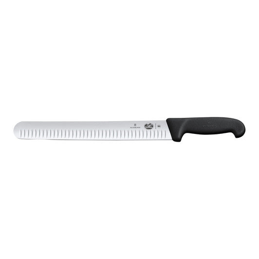 Victorinox Salmon Knife,30cm Flexible Round Tip Blade,Fluted Edge,Fibrox Black