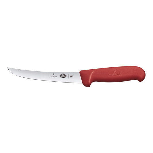 Victorinox Boning Knife,15cm Curved,Narrow Blade,Fibrox - Red