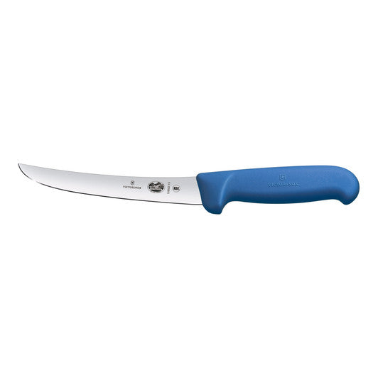 Victorinox Boning Knife,15cm Curved,Narrow Blade,Fibrox - Blue