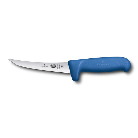 Victorinox Boning Knife,12cm Curved,Safety Grip,Flexible Narrow Blade Fibrox Blue