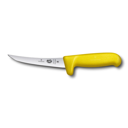 Victorinox Boning Knife,12cm Curved,Safety Grip,Flexible Narrow Blade Fibrox Yellow