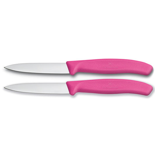 Victorinox Paring Knife,8 cm Pointed Blade,2 pc Set,Classic,Pink