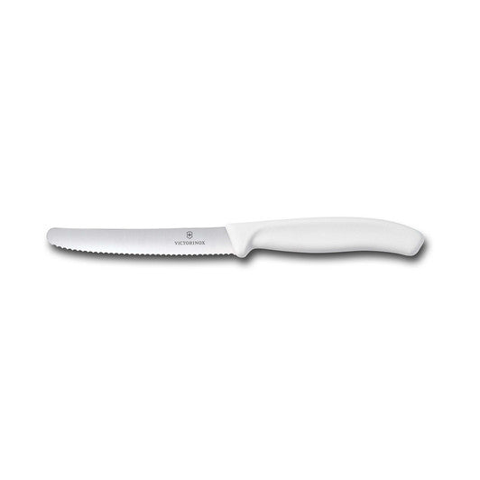 Victorinox Steak & Tomato Knife,11cm Round Tip,Wavy Edge,Classic,White