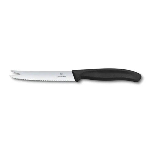 Victorinox Cheese & Sausage Knife,11cm Wavy Edge,Classic,Black