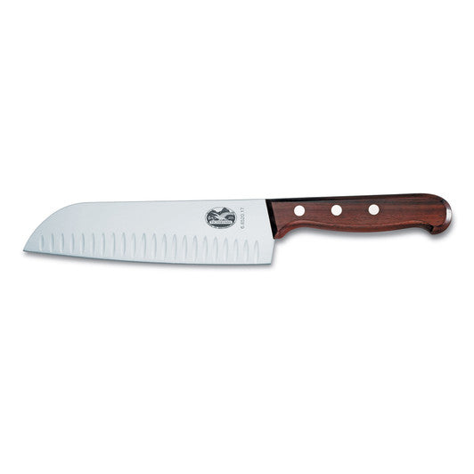 Victorinox Santoku Knife,17cm,fluted Wide Blade,Wood,Gift Boxed