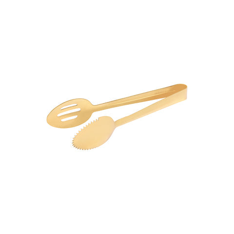 TABLEKRAFT SPOON TONGS 1 SIDE SLOTTED 1pc GOLD 245mm