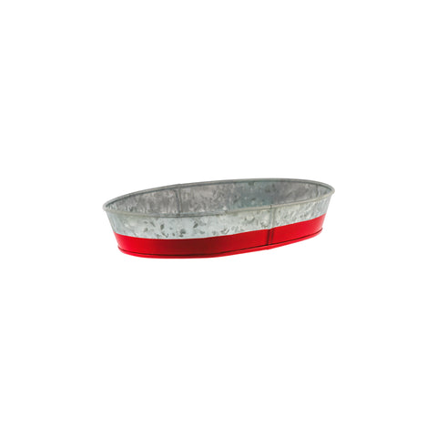 CHEF INOX CONEY IS GALV OVAL TRAY 240x160x45mm DIPPED Red